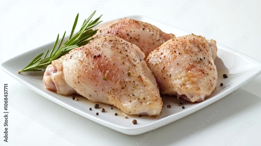Fresh banquet chicken fillets prepared with a variety of herbs and spices, ideal for culinary presentations with ample space for your creative touch. Perfect for recipes and food displays. Fresh banquet chicken fillets prepared with a variety of herbs and spices, ideal for culinary presentations with ample space for your creative touch. Perfect for recipes and food displays.