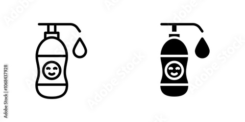 Baby shampoo icon set. outlined and solid filled versions.