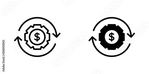 Business model icon set. outlined and solid filled versions.