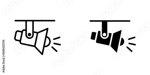 Spotlight icon set. outlined and solid filled versions.