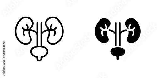 Urology icon set. outlined and solid filled versions.