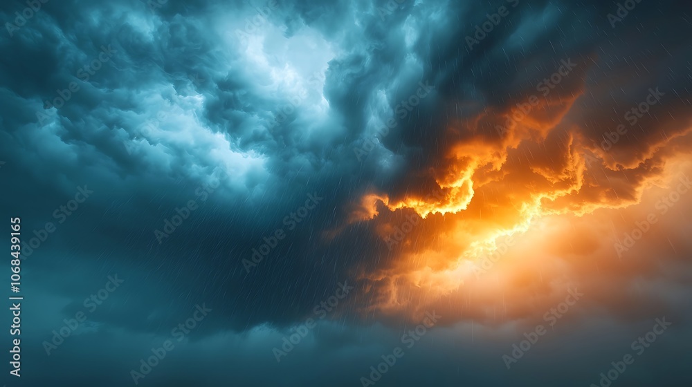 Dramatic thunderstorm unleashes intense lightning and powerful rain over darkening skies Dramatic thunderstorm unleashes intense lightning and powerful rain over darkening skies