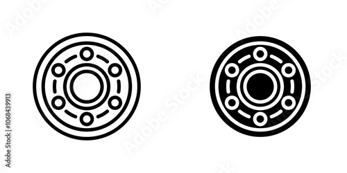 Car bearing icon set. outlined and solid filled versions.