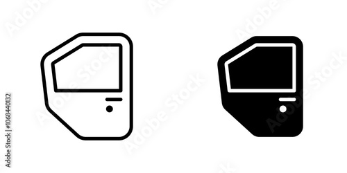 car door icon set. outlined and solid filled versions.