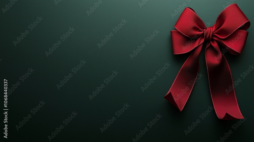 Classic red holiday bow on smooth green canvas, ideal for festive cards, invites, and social media. Classic red holiday bow on smooth green canvas, ideal for festive cards, invites, and social media.