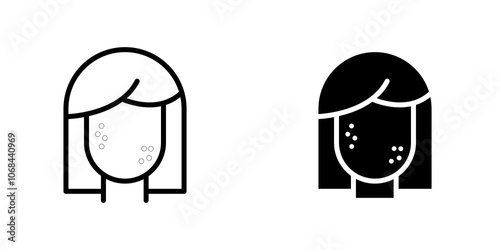 Acne icon set. outlined and solid filled versions.