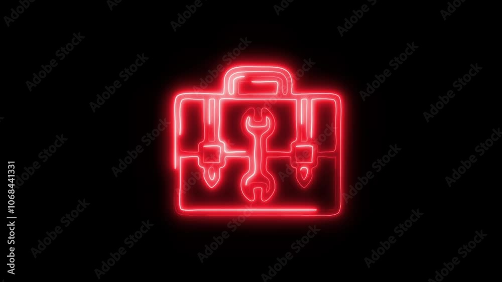 Glowing Work Tools Icon and Symbol in HD Video Neon Animation on Black Background Glowing Work Tools Icon and Symbol in HD Video Neon Animation on Black Background