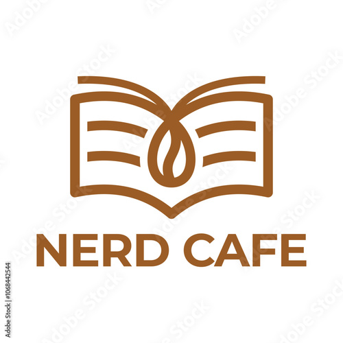 nerd cafe flat minimalist logo design