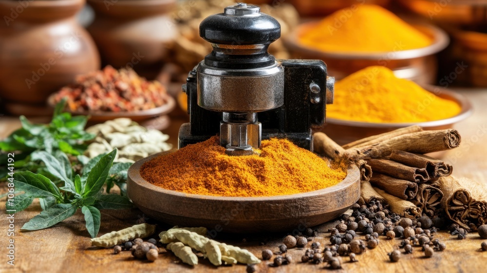 Indian Spice Grinder Working with Various Spices Indian Spice Grinder Working with Various Spices