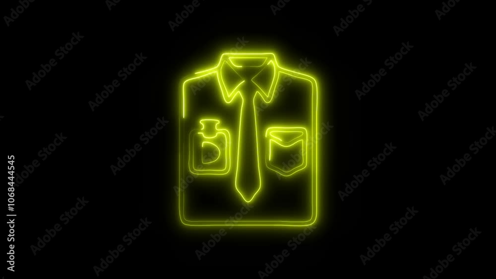 Glowing Dress Shirt Icon and Symbol in HD Video Neon Animation on Black Background Glowing Dress Shirt Icon and Symbol in HD Video Neon Animation on Black Background