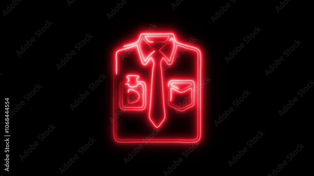 Glowing Dress Shirt Icon and Symbol in HD Video Neon Animation on Black Background Glowing Dress Shirt Icon and Symbol in HD Video Neon Animation on Black Background