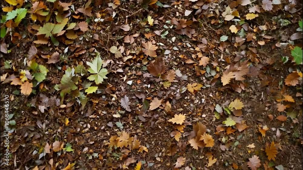 Close-up view of forest floor covered with leaves and small plants, showing the rich details of nature Close-up view of forest floor covered with leaves and small plants, showing the rich details of nature
