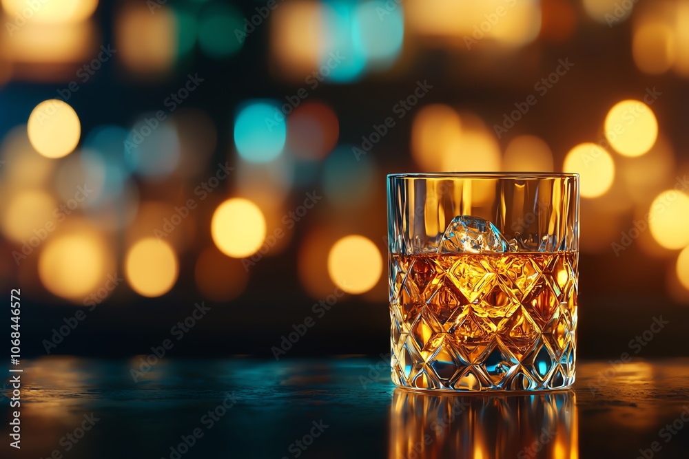 Amber Japanese whisky in elegant glass, dark bar counter, blurred background, warm tones, soft light, classic Japanese luxury Amber Japanese whisky in elegant glass, dark bar counter, blurred background, warm tones, soft light, classic Japanese luxury