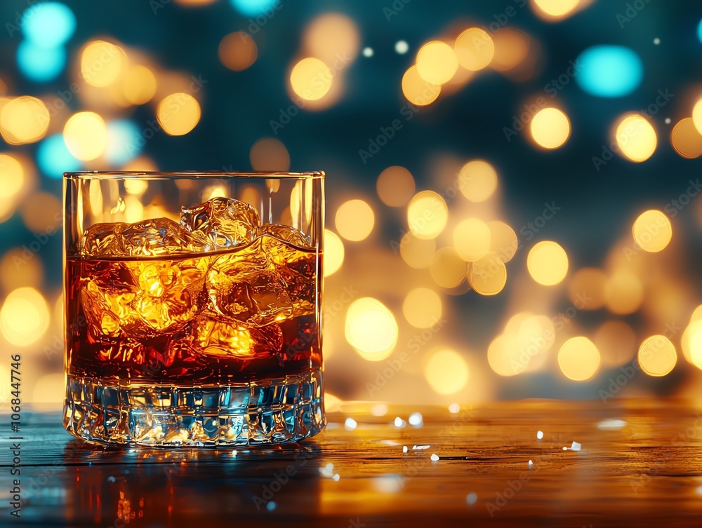 Classic glass of Japanese whisky on rustic bar, amber glow, soft light with blurred background, warm and intimate, timeless drinking moment Classic glass of Japanese whisky on rustic bar, amber glow, soft light with blurred background, warm and intimate, timeless drinking moment