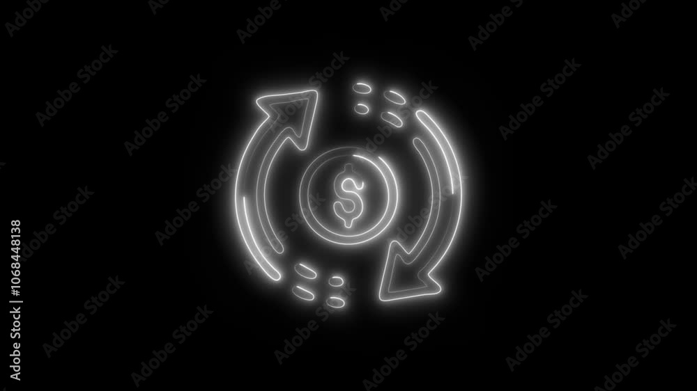 Glowing Exchange Icon and Symbol in HD Video Neon Animation on Black Background Glowing Exchange Icon and Symbol in HD Video Neon Animation on Black Background