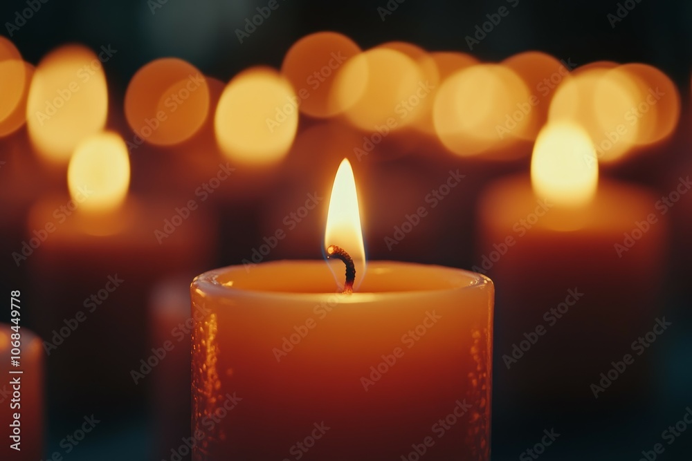 Warmth and Reflection: The Serene Glow of Flickering Candlelight Creating an Ambiance of Peace and Contemplation Warmth and Reflection: The Serene Glow of Flickering Candlelight Creating an Ambiance of Peace and Contemplation