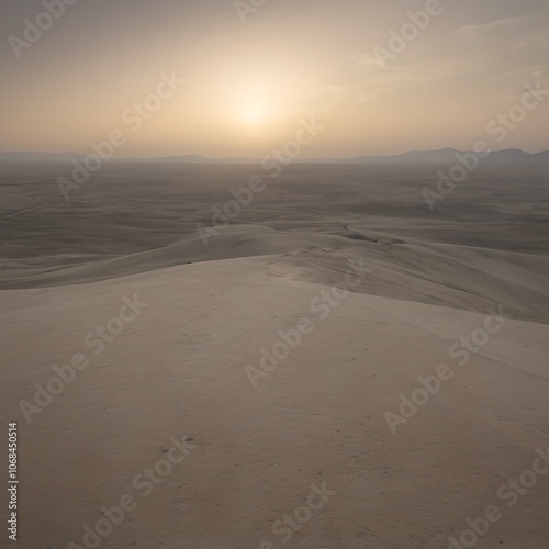 a desert landscape with a sunset in the background