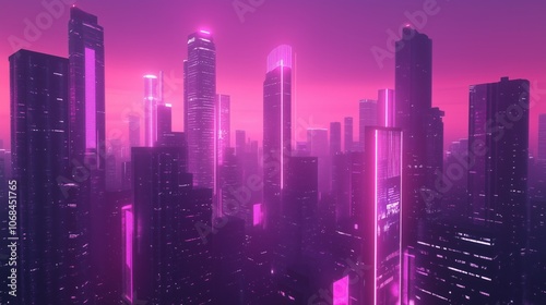 A neon futuristic city skyline at night, rendered.