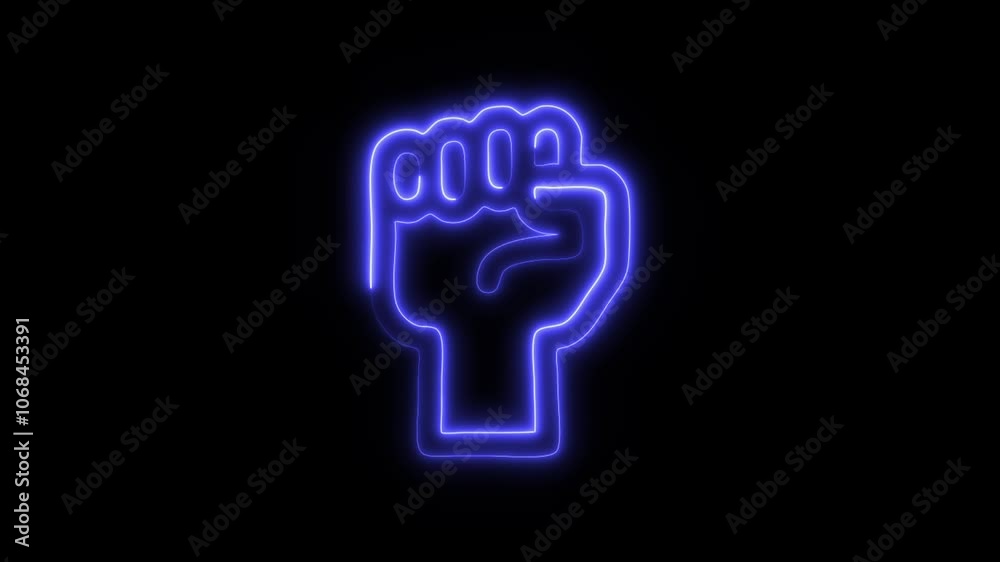 Glowing Fist Icon and Symbol in HD Video Neon Animation on Black Background Glowing Fist Icon and Symbol in HD Video Neon Animation on Black Background