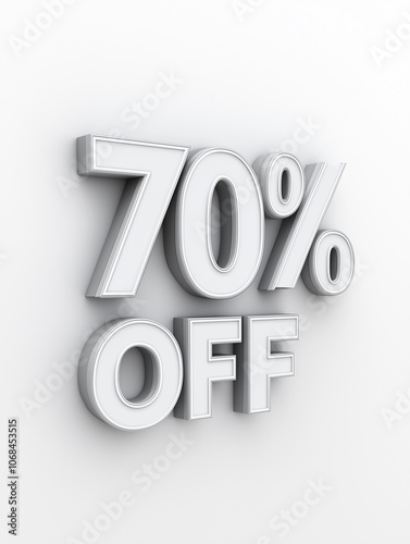 White "70% OFF" text on a White background