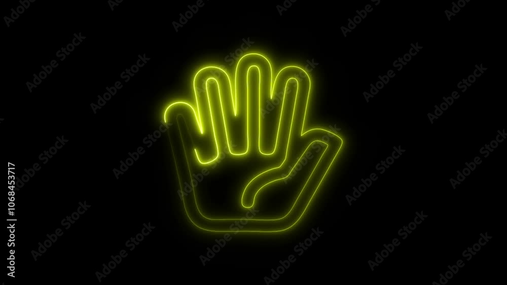 Glowing Five Fingers Icon and Symbol in HD Video Neon Animation on Black Background Glowing Five Fingers Icon and Symbol in HD Video Neon Animation on Black Background