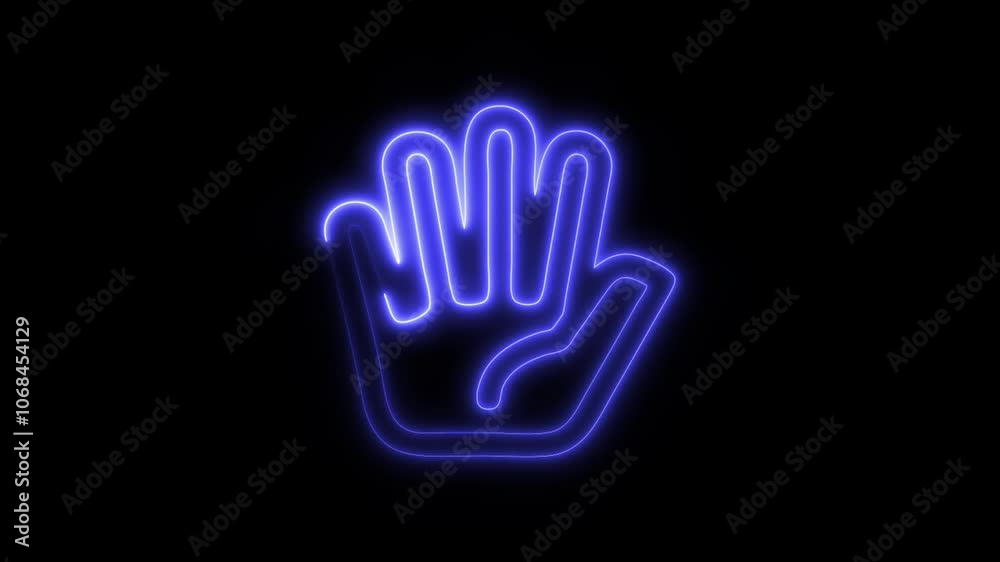 Glowing Five Fingers Icon and Symbol in HD Video Neon Animation on Black Background Glowing Five Fingers Icon and Symbol in HD Video Neon Animation on Black Background