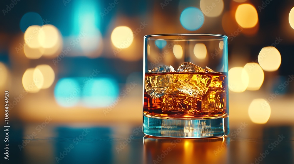 Fine glass of Japanese whisky on bar, rich amber tones, soft lighting, blurred background, classic and sophisticated experience Fine glass of Japanese whisky on bar, rich amber tones, soft lighting, blurred background, classic and sophisticated experience