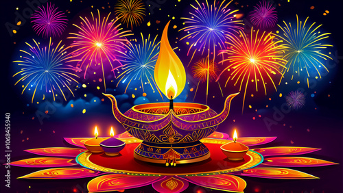 Majestic Glow of Candles and Colorful Fireworks Filling the Sky with Magic, Harmony and Spiritual Immersion in a Festive Atmosphere Full of Joy, Peace and Warmth of Tradition