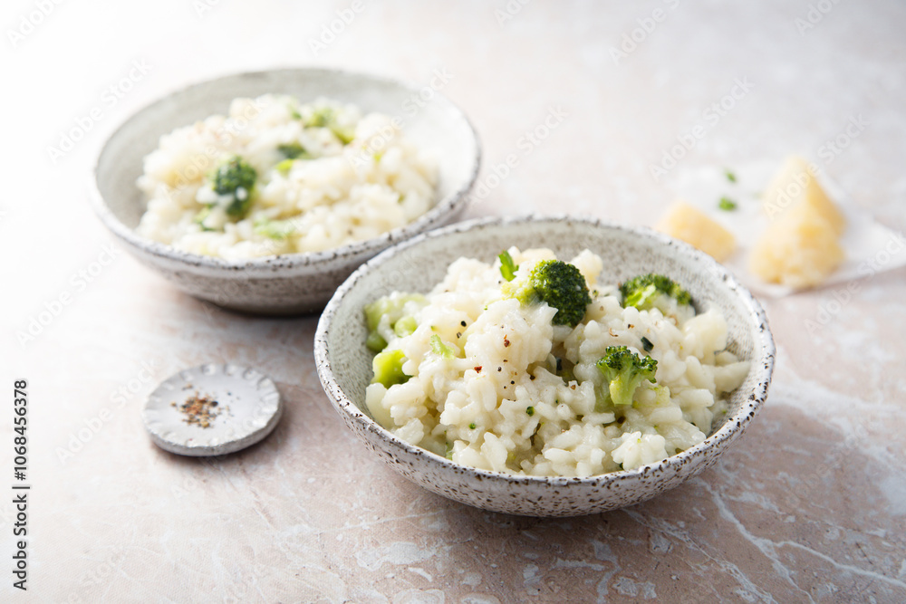 Broccoli risotto with parmesan cheese Broccoli risotto with parmesan cheese