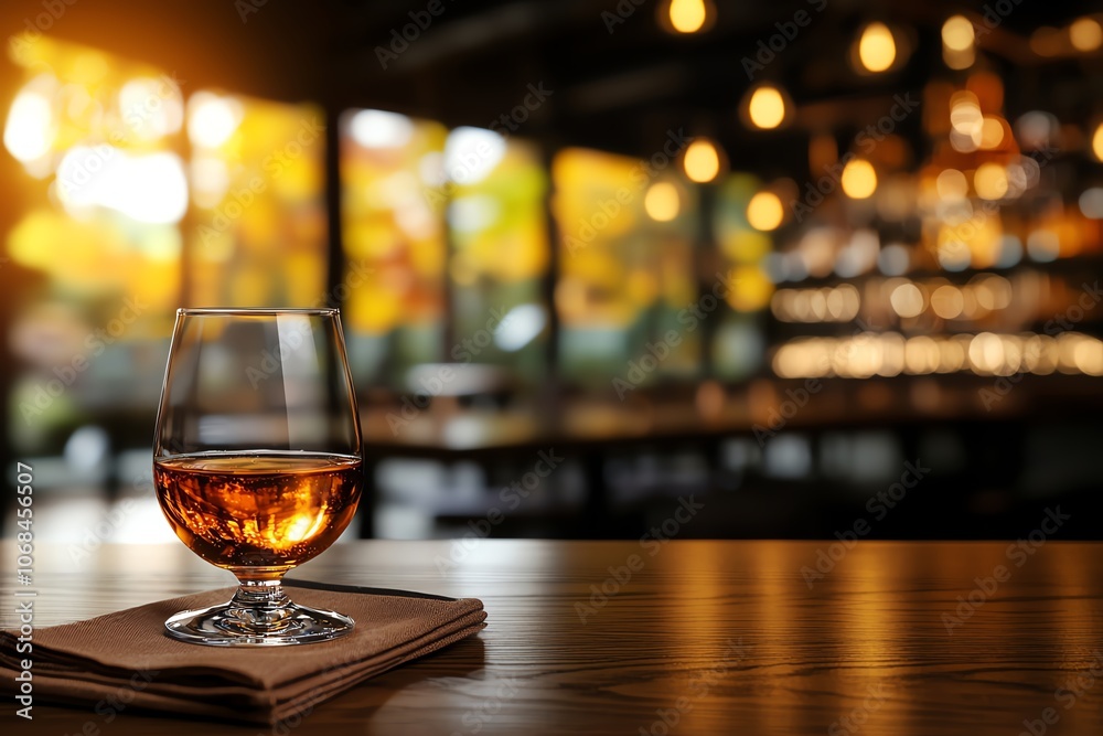 Japanese whisky in a delicate tumbler on bar, rich amber color, soft light, blurred background, inviting and timeless luxury Japanese whisky in a delicate tumbler on bar, rich amber color, soft light, blurred background, inviting and timeless luxury