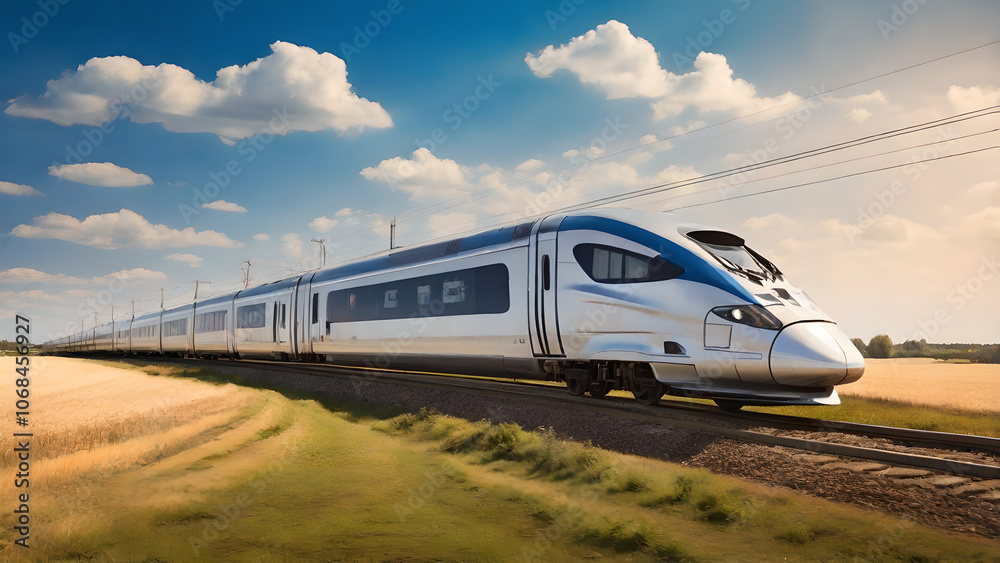 Naklejka premium train on the road