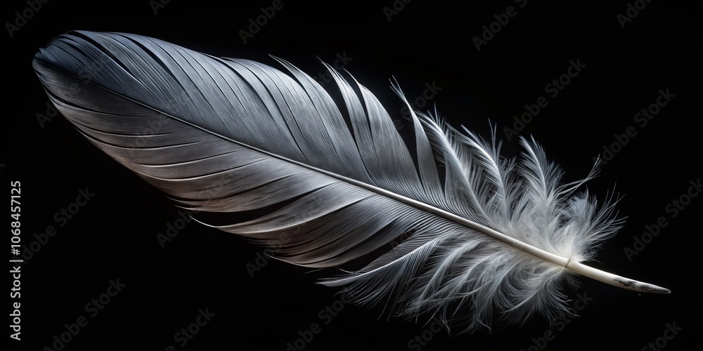 Stunning Drone Photography of a Black Feather Isolated on a Dark Background, Capturing the Intricate Details and Textures for Nature and Artistic Projects Stunning Drone Photography of a Black Feather Isolated on a Dark Background, Capturing the Intricate Details and Textures for Nature and Artistic Projects