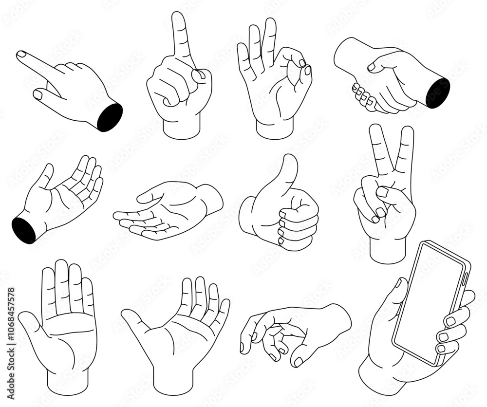 Fototapeta premium Hand symbol drawing doodle line black color