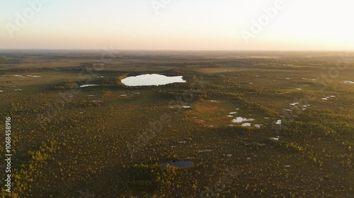 Panoramic Aerial Views Of The Sudas Swamp (Coastal Wetlands) Of Gauja National Park In The Baltic State Of Latvia, Europe. photo