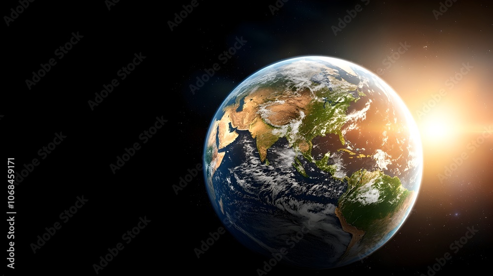 Fototapeta premium Serene and glowing image of Planet Earth seen from the vastness of space symbolizing global awareness environmental stewardship and the interconnectedness of all life on our shared home planet