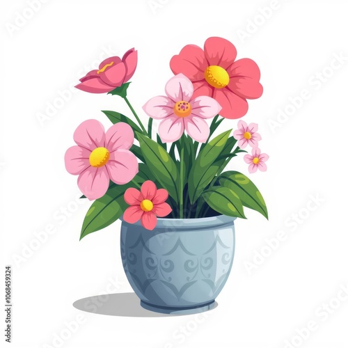 Flowers in a pot decoration png Illustration 