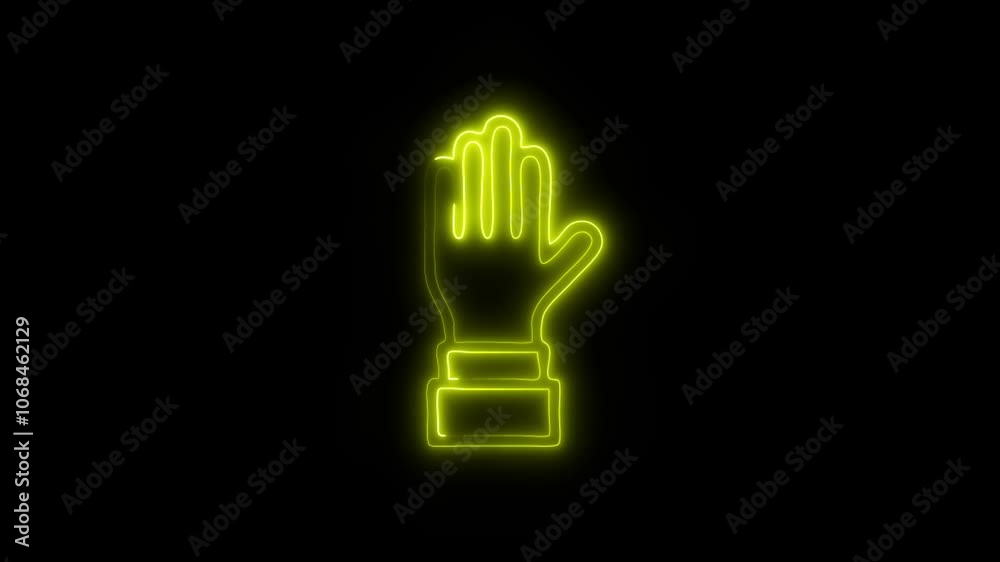 Glowing Hand Icon and Symbol in HD Video Neon Animation on Black Background Glowing Hand Icon and Symbol in HD Video Neon Animation on Black Background