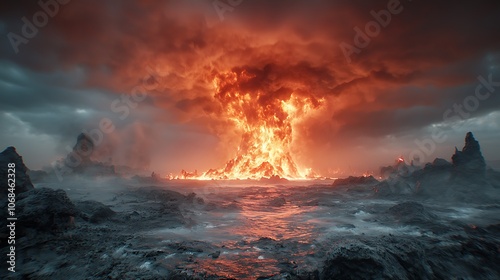 Witness the majestic eruption of volcanoes as nature unleashes its fiery power