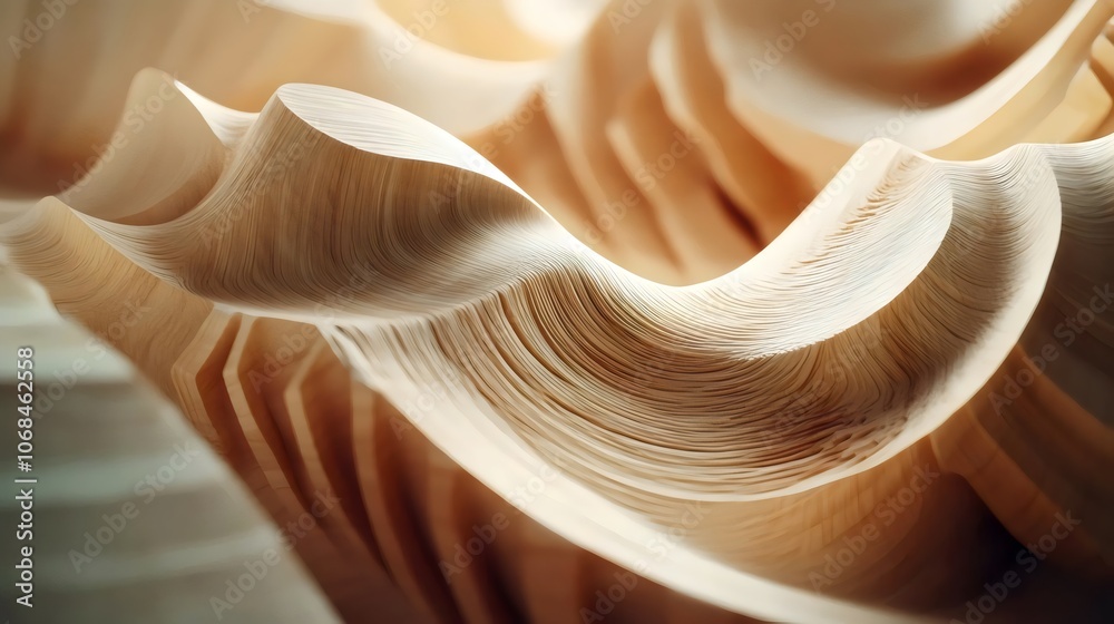 Abstract Wooden Waves in Soft Neutral Hues Abstract Wooden Waves in Soft Neutral Hues