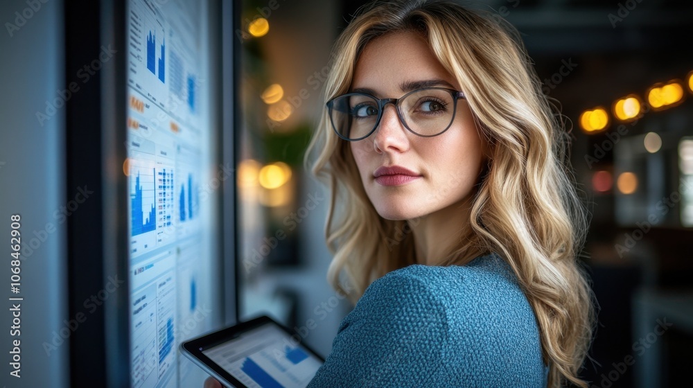 Female Entrepreneur Analyzing Data for Business Growth Female Entrepreneur Analyzing Data for Business Growth