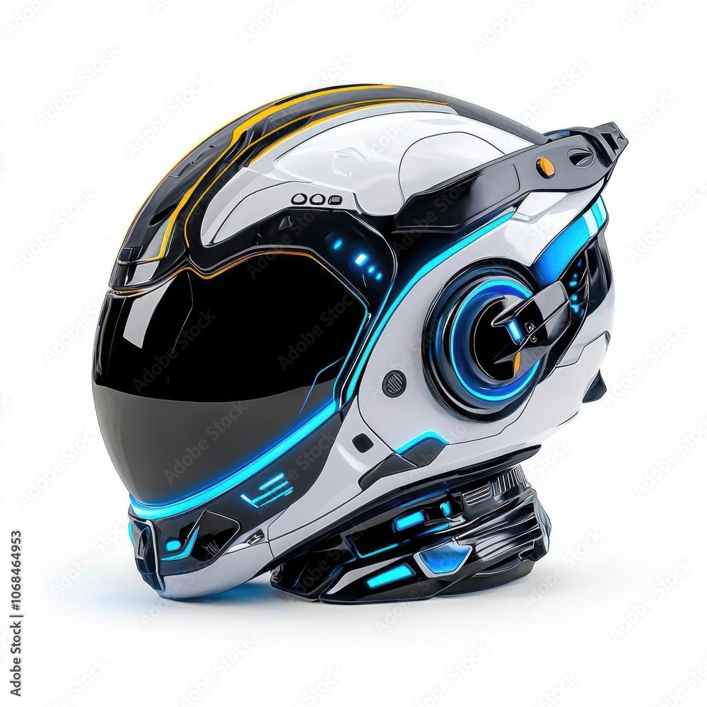 A photostock of a science fiction space helmet, isolated on white background, High Quality A photostock of a science fiction space helmet, isolated on white background, High Quality