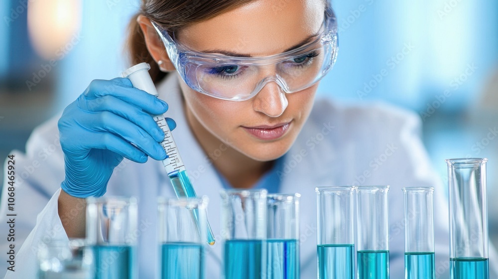 Female Scientist Conducting Experiments in Lab Female Scientist Conducting Experiments in Lab