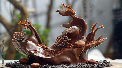 Amazing chocolate artwork. Looks so real, you can almost smell the chocolate. photo