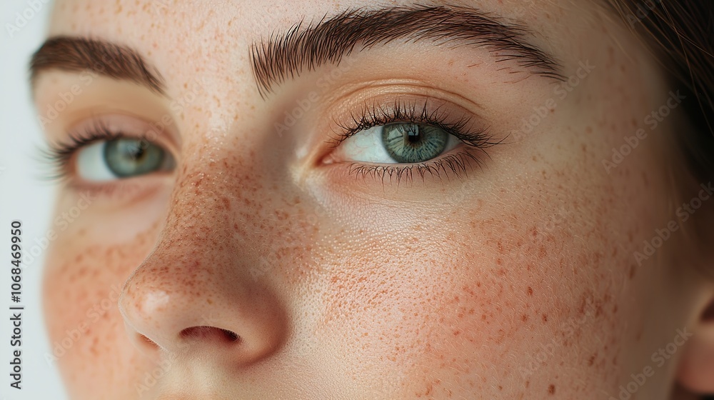 Fototapeta premium Close-Up of Woman's Face Showcasing Natural Beauty