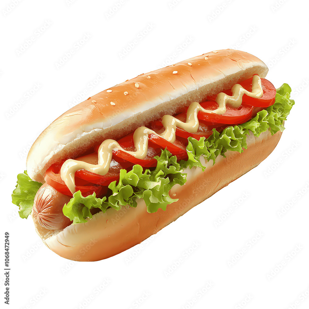 Hot dog with mustard isolated on transparent background Hot dog with mustard isolated on transparent background