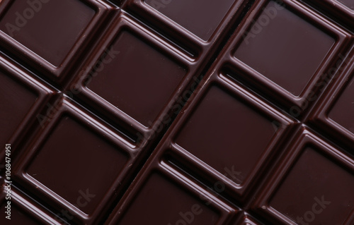 Dark chocolate bar close up macro