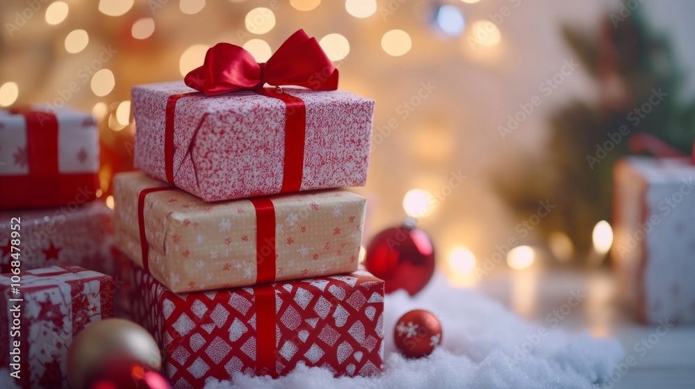 Colorful Wrapped Presents Under Soft Holiday Lights Colorful Wrapped Presents Under Soft Holiday Lights