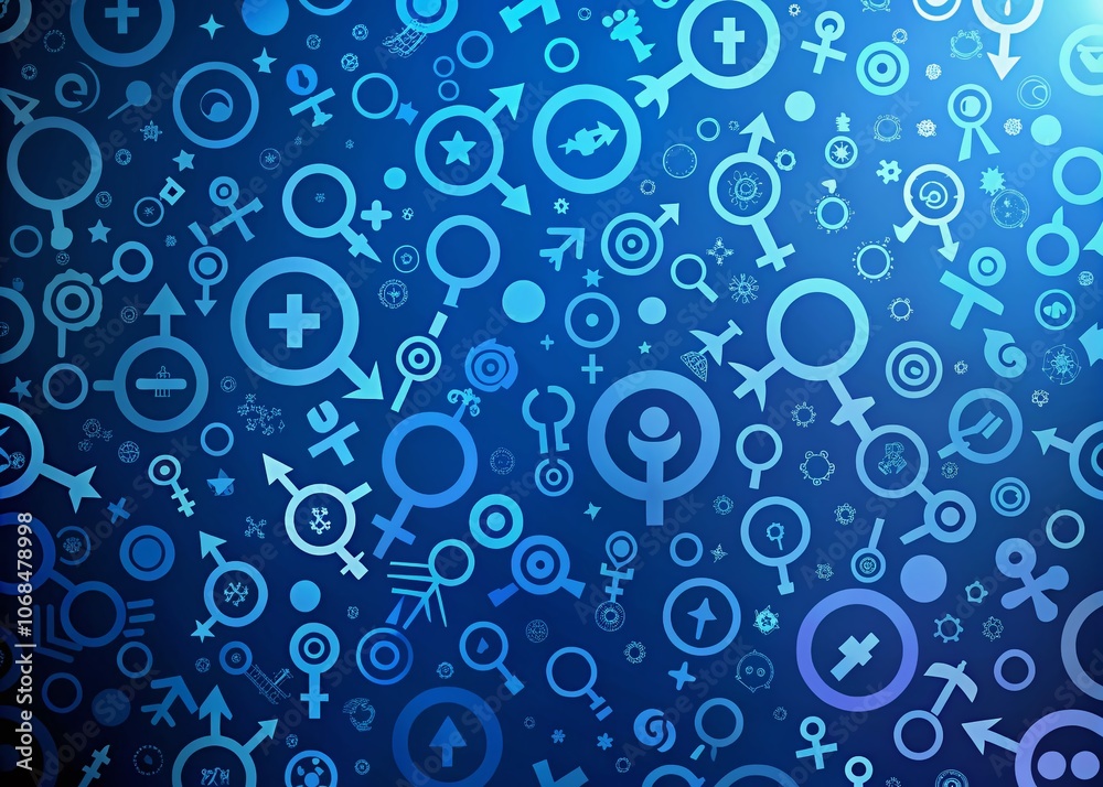 Gender Icon Technology Background in Blue - Seamless Loop Design for Modern Digital Concepts Gender Icon Technology Background in Blue - Seamless Loop Design for Modern Digital Concepts