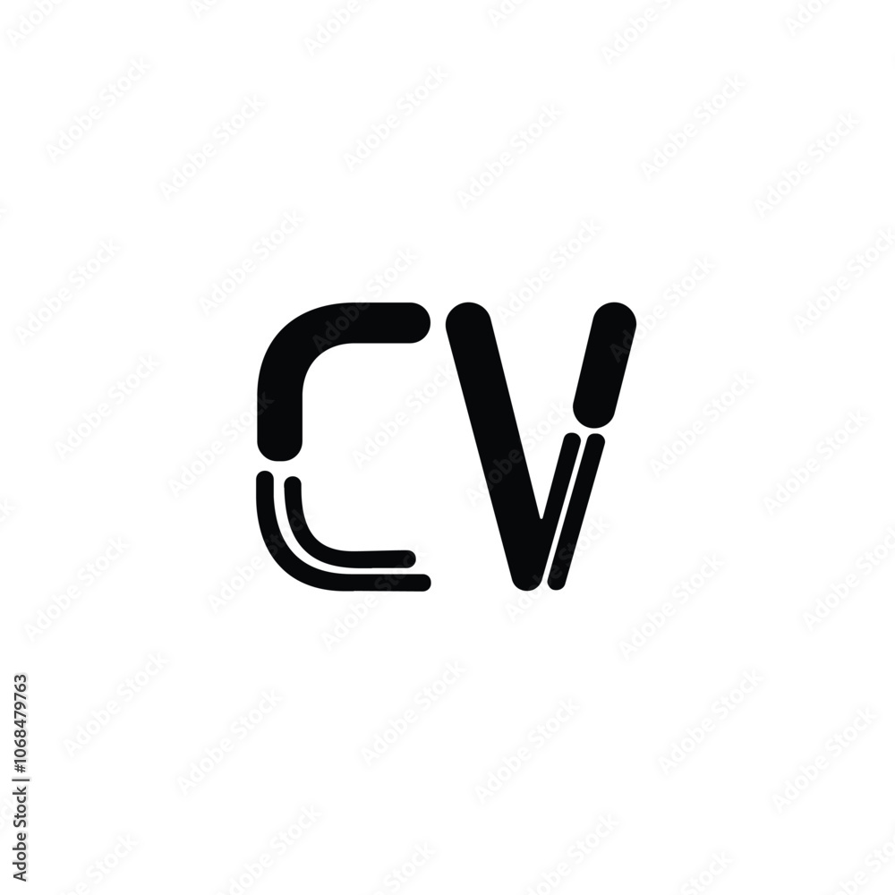 Obraz premium CV monogram logo design letter text name symbol monochrome logotype alphabet character simple logo