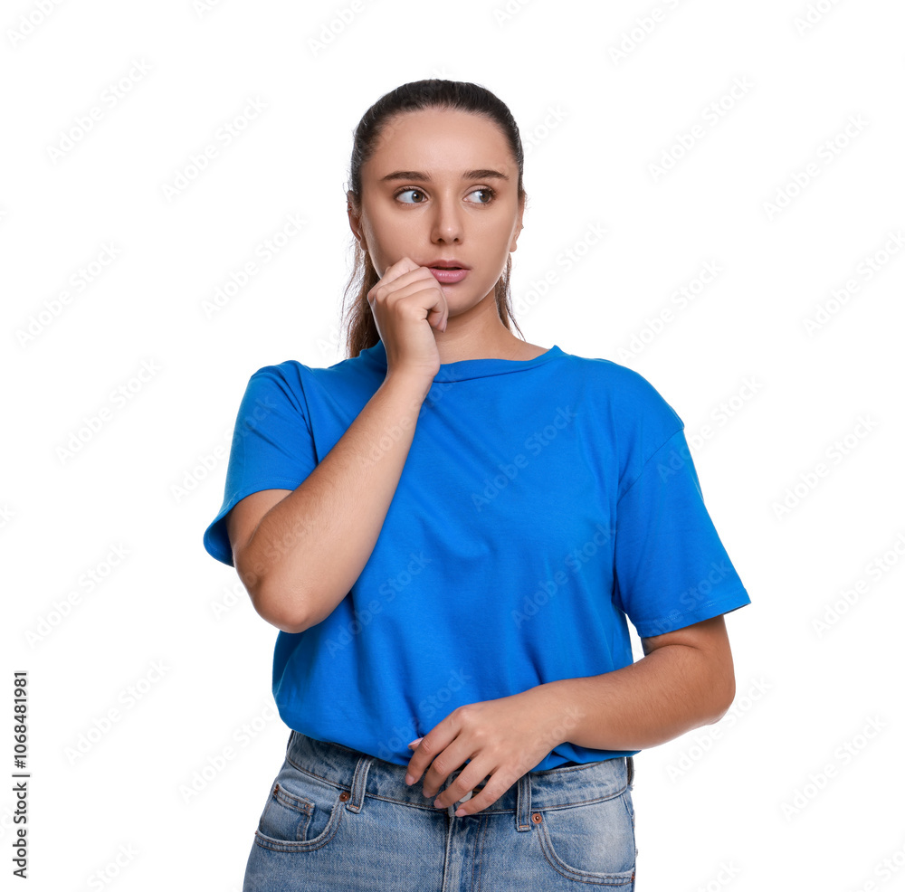 Stressful student before exam isolated on white Stressful student before exam isolated on white